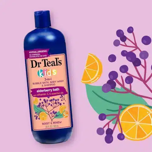 Dr Teal`s Kids 3-in-1 Elderberry Bath, Body Wash & Shampoo Boost & Renew - 20 oz